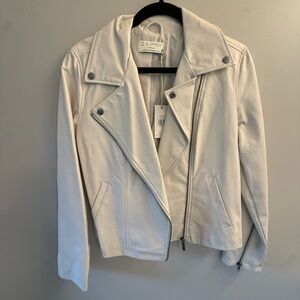 Z Supply Women's Off-White Faux Leather Jacket